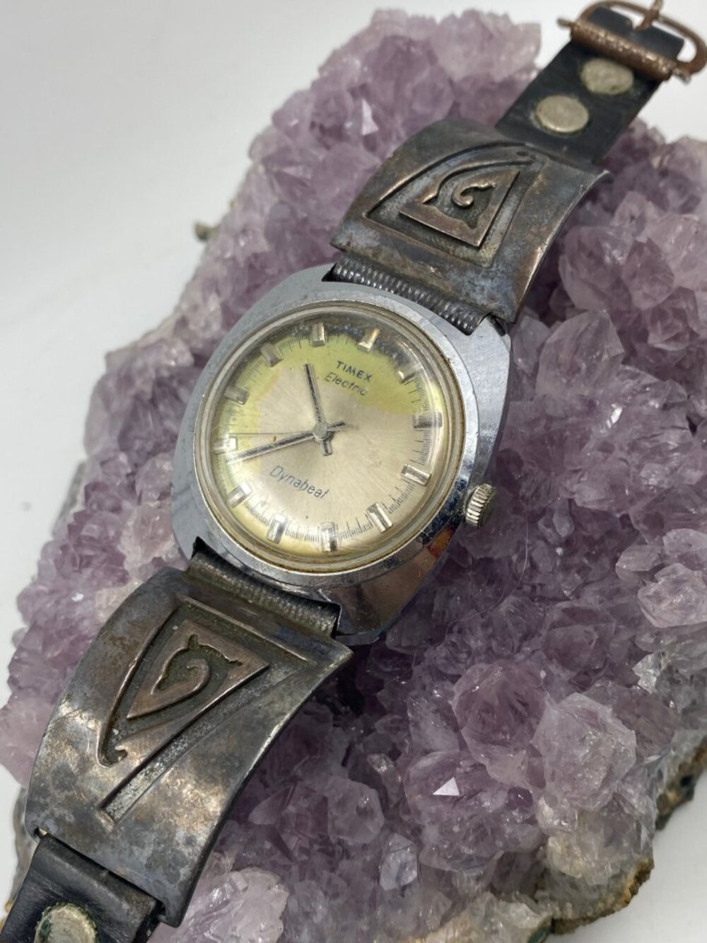 Vintage Timex Electric Dynabeat with Sterling Silver watch tips
